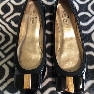Kate spade black patent leather bow flat